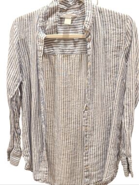 H&M Blue and White Linen Striped Shirt